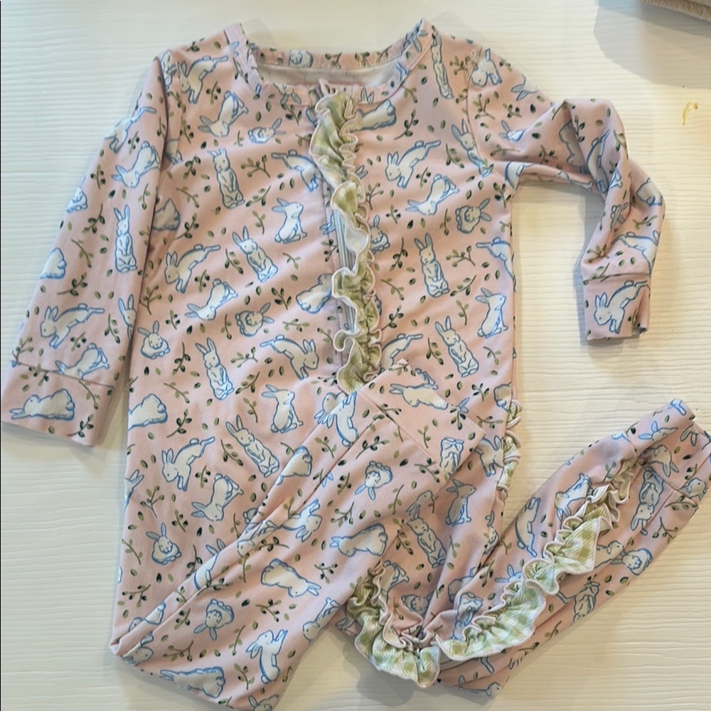 Pink Bunny Print Onesie 3T